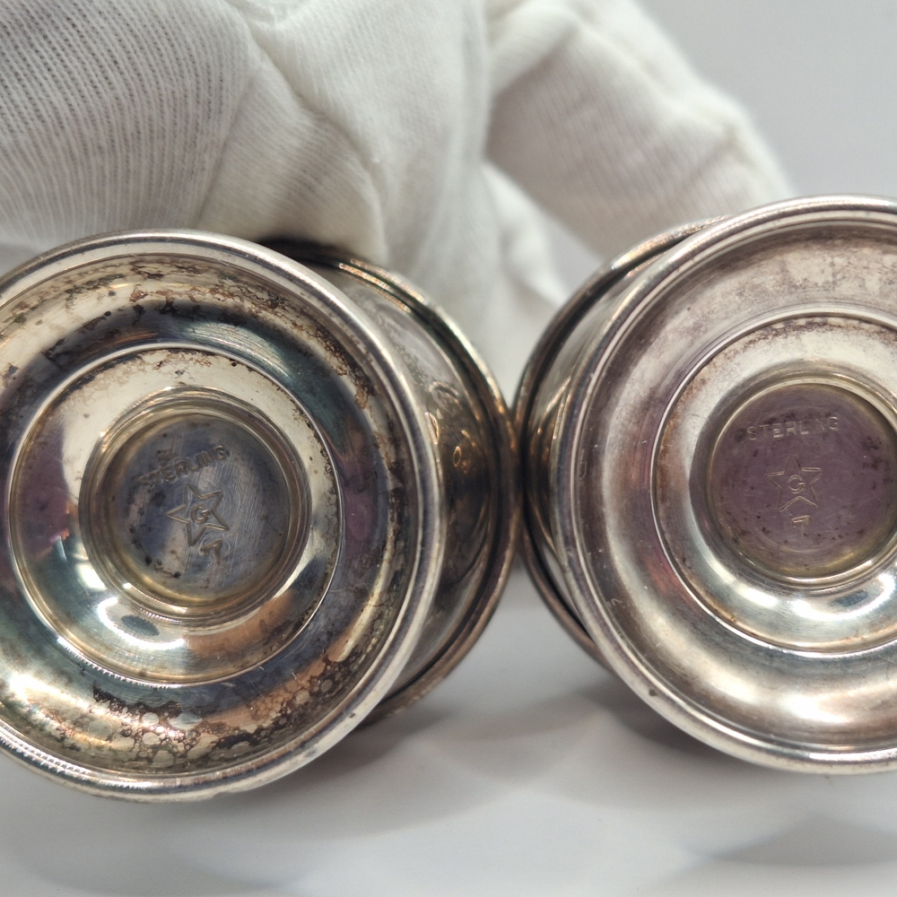 Vintage A.T. Gunner Sterling Silver Salt & Pepper Shakers Star G Hallmark - Picture 2 of 8
